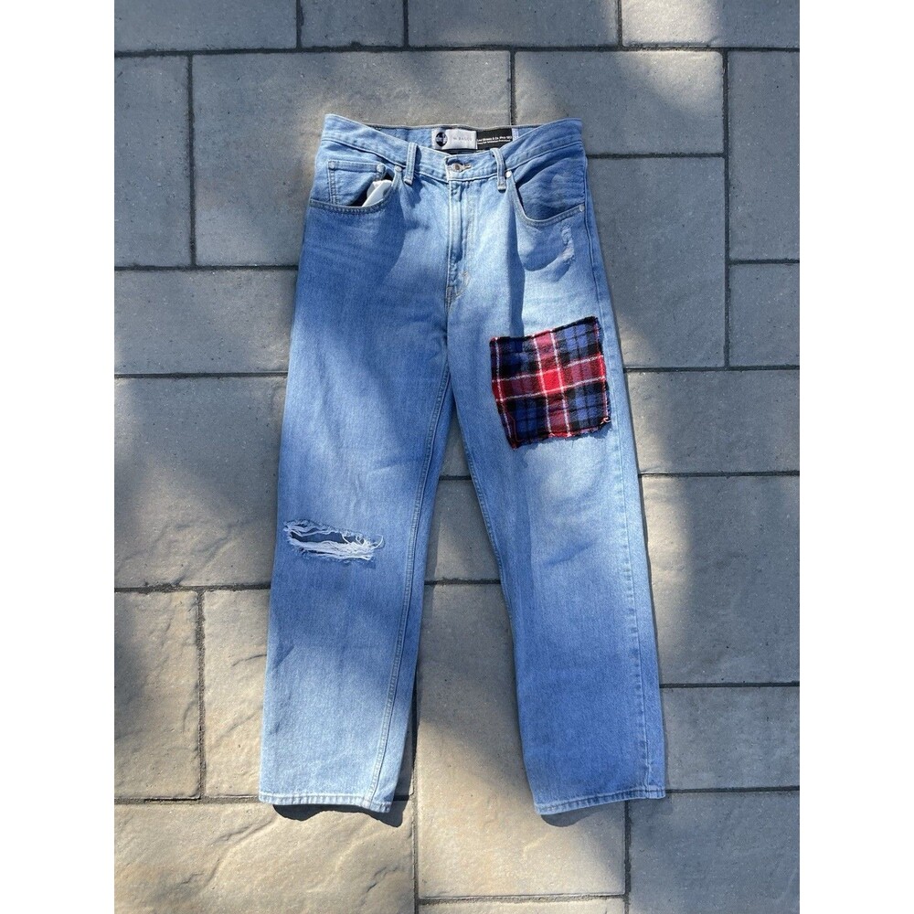 Levi Strauss '94 Baggy Ripped Light Blue Unisex Jeans Size 29x30